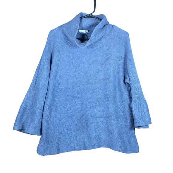 Soft Surroundings Womens Sweater Navy High Neck Pullover Cotton Blend Petite XS - Picture 1 of 9